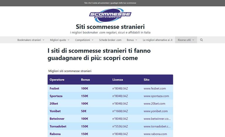 bookmaker stranieri